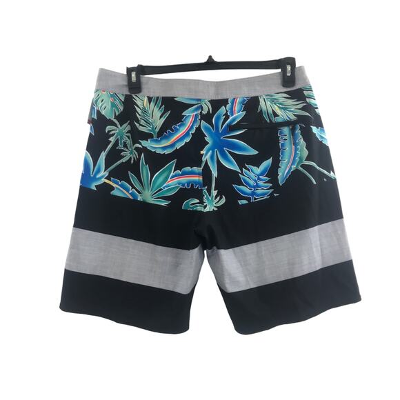 Mens black tropical Vans 4 way stretch board shorts Size 32 inseam 9" New - Picture 5 of 9
